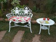 Conjunto Banco E Mesa Floral 2046