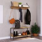 Conjunto Banco Sapateira Iron e Prateleira Decorativa Freedom em Estilo Industrial Freedom Móvel na Caixa