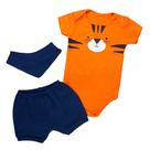 Conjunto Bandana Bebê Menino de Verão Tigre Laranja Menino