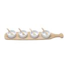 Conjunto Bandeja de Bambu com 4 Molheiras e 4 Colheres