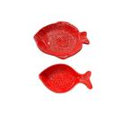 Conjunto Bandeja Prato Peixe Grande e Medio Vermelho Conjunto Bandeja Prato Peixe Grande e Medio Vermelho