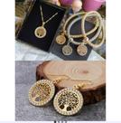 Conjunto banhado a ouro árvore da vida gargantilha