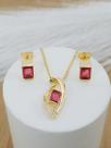 Conjunto Banhado a Ouro Com Pedra Colorida Bijou Art Conjunto Banhado a Ouro Com Pedra Colorida Bijou Art