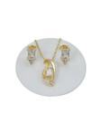 Conjunto Banhado a Ouro Liso Com Pedras Bijou Art
