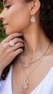 Conjunto banhado a ouro pedra bruta quartzo rosa