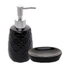 Conjunto Banheiro 2 Peças Clover Preto Cerâmica Wolff