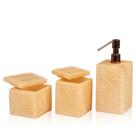 Conjunto Banheiro 3 Pçs Resina Cannage Gold