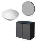 Conjunto Banheiro Aço Umbu 60 Preto Com Cuba Cuia Branca Espelho Luna Cozimax