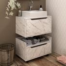 Conjunto Banheiro Com 2 Balcões Mármore Branco - Tecno