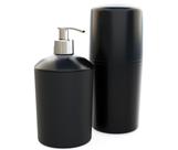 Conjunto Banheiro Dispenser Sabonete Líquido Porta Escova De Dente Pia Preto - 1099.1 Utility Conjunto Banheiro Dispenser Sabonete Líquido Porta Escova De Dente Pia Preto - 1099.1 Utility