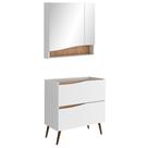Conjunto Banheiro Gabinete Com Pés E Armário Com Espelho 80cm Evie B06 Branco Tau - Lyam Decor Conjunto Banheiro Gabinete Com Pés E Armário Com Espelho 80cm Evie B06 Branco Tau - Lyam Decor