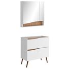 Conjunto Banheiro Gabinete Com Pés e Armário Com Espelho 80cm Evie B06 Branco Tau - Lyam Decor Conjunto Banheiro Gabinete Com Pés e Armário Com Espelho 80cm Evie B06 Branco Tau - Lyam Decor