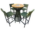 Conjunto Banquetas e Mesa Corda Náutica Verde Militar