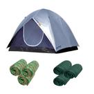 Conjunto barraca camping p/5 pessoas c/3 saco e colchonete