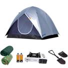 Conjunto barraca camping p/5 pessoas c/cadeira e fogareiro
