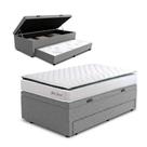 Conjunto Base Box Baú Prince com Cama Auxilixar com Colchão Yaris Hellen 88x188x69
