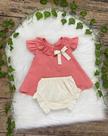 Conjunto bata e calcinha em tricoline, tamanho 3 a 6 meses