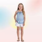Conjunto bata jeans com short alfaiataria infantil