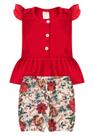 Conjunto Bata Shorts Natal Canelado Bebê - Vermelho - Ame Kids Conjunto Bata Shorts Natal Canelado Bebê - Vermelho - Ame Kids