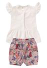 Conjunto Bata Shorts Verão Canelado Bebê - Off-white - Ame Kids