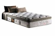 Conjunto: baú suede bege + colchão herval imperatore molas ensacadas- solteirão 96x203x82