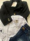 Conjunto Bebê 02 Anos Calça Jeans Strass Blusa Social e Blusa Manga Comprida
