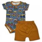 Conjunto Bebê Anjos Baby Body Short Carros Verão Macio Conjunto Bebê Anjos Baby Body Short Carros Verão Macio