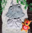 Conjunto bebê - bata chambray com short sarja Conjunto bebê - bata chambray com short sarja