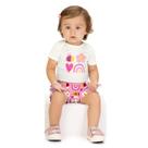 Conjunto Bebê Body Branco Abelha e Flor e Short Estampado Rosa Kyly Tamanho:GG (9-12 meses)
