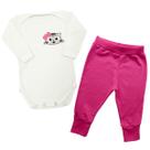 Conjunto Bebê Body + Calça Gatinha Laço Pink Manga Longa Conjunto Bebê Body + Calça Gatinha Laço Pink Manga Longa