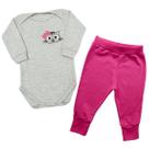 Conjunto Bebê Body + Calça Gatinha Laço Pink Manga Longa Conjunto Bebê Body + Calça Gatinha Laço Pink Manga Longa
