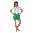 Conjunto Bebê Body Camisa Bordado e Short Menina Estiloso Conjunto Bebê Body Camisa Bordado e Short Menina Estiloso