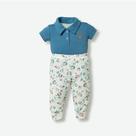 Conjunto Bebê Body Curto Polo Calça Culote Azul Espacial-Hug Tamanho:PCor:Azul
