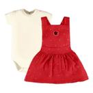 Conjunto Bebê Body e Salopete Menina - Vermelho - Boca Grande