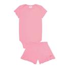 Conjunto Bebê Body e Short Canelado Rosa Kukiê Conjunto Bebê Body e Short Canelado Rosa Kukiê