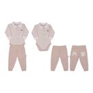 Conjunto Bebê Body Manga Longa Malha Tricô com Calça Bordada Tam M - Paraíso (12027)