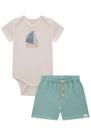 Conjunto Bebê Body Ribana e Short em Cotton Jeans Luc.boo Conjunto Bebê Body Ribana e Short em Cotton Jeans Luc.boo