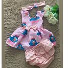 Conjunto Bebê Carinho Galinha Pintadinha Rosa +Laço de Cabelo+Calcinha