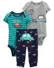 Conjunto Bebê Carter's 3 Peças Carros Azul/Cinza - Carters