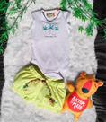 Conjunto bebê - coqueiros - body cotton e short neon