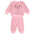 Conjunto Bebê Felpudo Blusão Bordado C/punho Menina Rosa