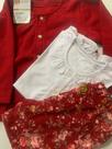 Conjunto Bebê Feminino 02 Anos Calça Estampada Blusa Social e Camisa de Manga Comprida