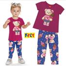 Conjunto Bebê Feminino Blusa Manga Curta + Legging Ursa Picolé Kyly