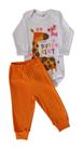 Conjunto Bebê Feminino Body ML + Calça em Malha Canelada Mimoso Baby