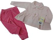 Conjunto Bebê Feminino Bordado Floral Inverno Chuquinha 2916