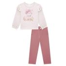 Conjunto Bebê Feminino Kukiê Bata e Calça Gatinha Bege-72304
