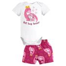Conjunto Bebê Feminino Kyly é composto por Body em Cotton e Short em Meia Malha.