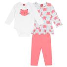 Conjunto Bebê Feminino Trio c/ Casaco, Body e Legging Gatinha Kyly