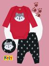 Conjunto Bebê Masculino Body Cotton + Calça Moletom Lobo Kyly
