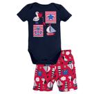 Conjunto Bebê Masculino Body Cotton e Short Moletinho Kyly